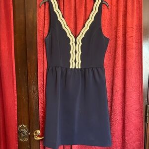 Lilly Pulitzer Navy Dress with Gold Detailing